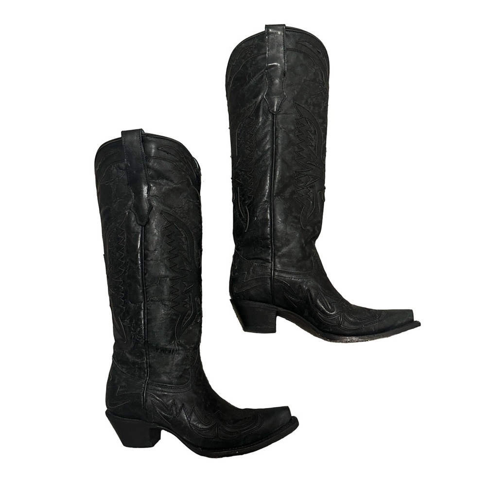 Corral Women’s Black Eagle Embroidery Goat Tall Snip Toe Cowboy Boot - Size 7